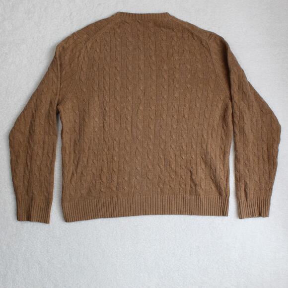 J Crew Wool Cashmere Cable Knit Sweater Womens XL Brown Angora Vintage Preppy - Picture 2 of 5